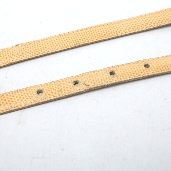 Vintage YSL Yves Saint Laurent Skinny Snakeskin Belt Yellow Beige 80s Designer - Picture 8 of 10